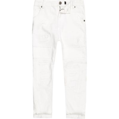 Boys white Tony ripped slouch fit jeans